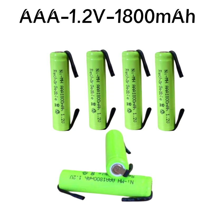 Batería recargable Ni-Mh AAA de 1,2 V y 1800mAh con pestañas de soldadura para Afeitadora eléctrica Philips Braun, maquinilla de afeitar y cepillo