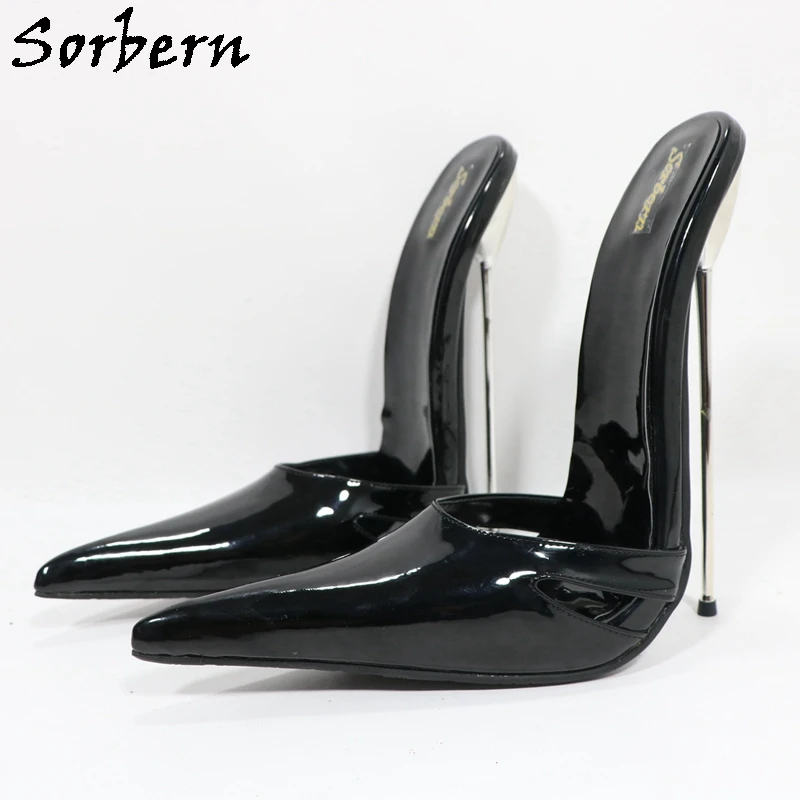 Sorbern Large Size 20Cm Metal High Heel Women Pump Slippers Slip On Fetish High Arch Special Use Mules Not For Daily Footwear