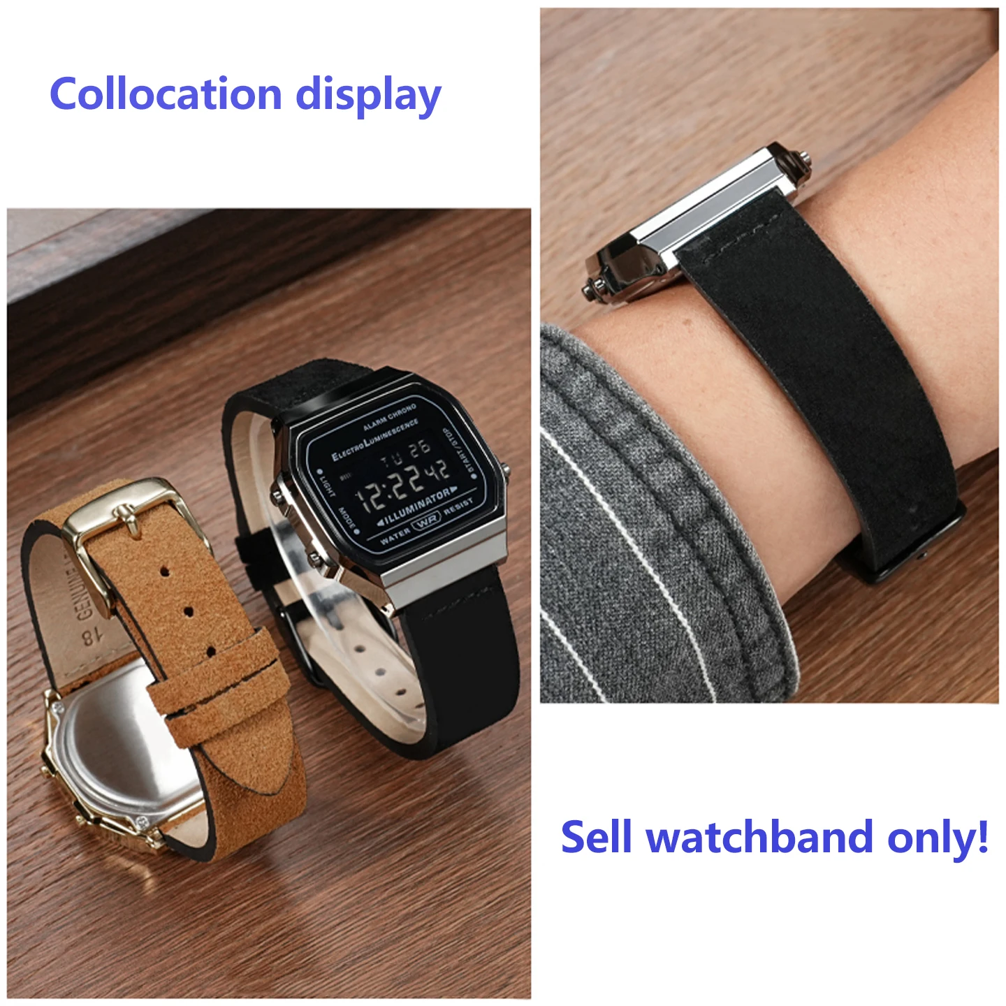 카시오 작은 사각형 A168W A159 A158 AE-1200/1300/1500 용 18mm 새 스웨이드 시계 밴드 퀵 릴리스 스트랩 소프트 스포츠 남성용 팔찌