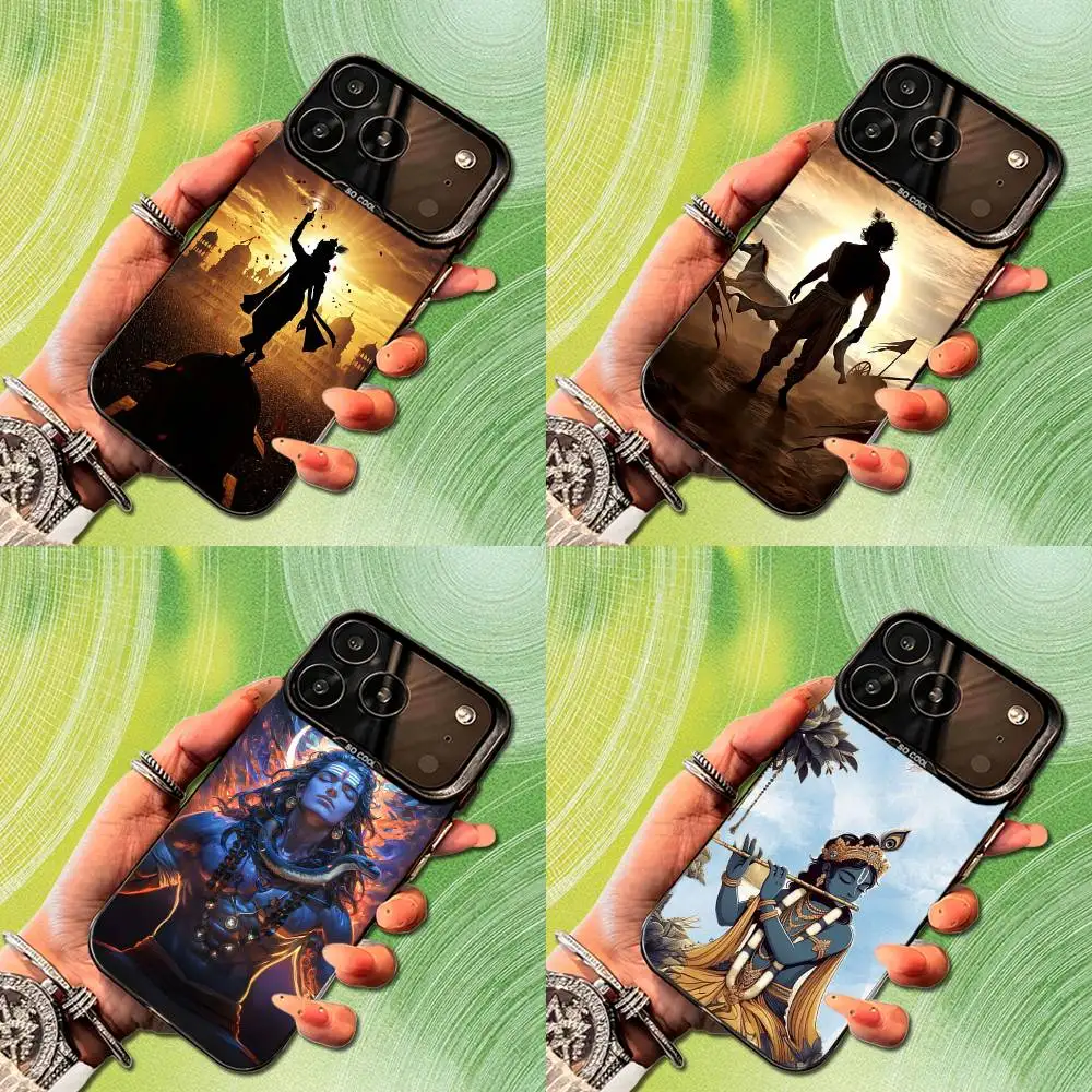 

Lord Krishna Indian Faith Phone Case For iPhone 14,17,13,12,11,16,15,Mini,Pro,SE,XS,MAX,Black Matte Silicone Cover