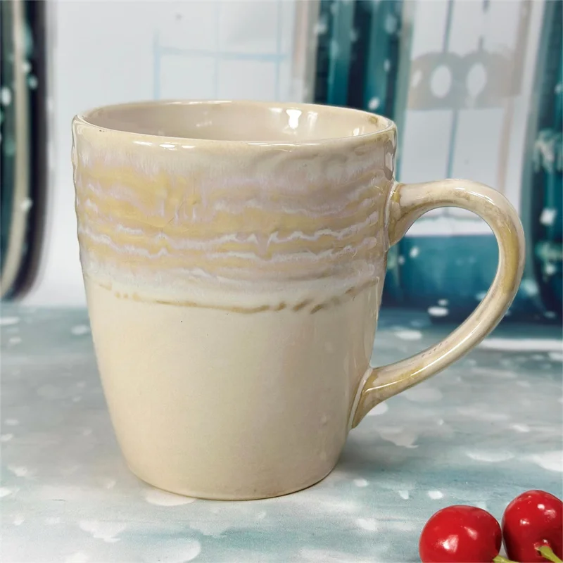 640ml Ceramic Mug Kiln Transformation Underglaze Color Rice White Couple's Mugs Coffee Milk Cups Household Utensils Tea Cup