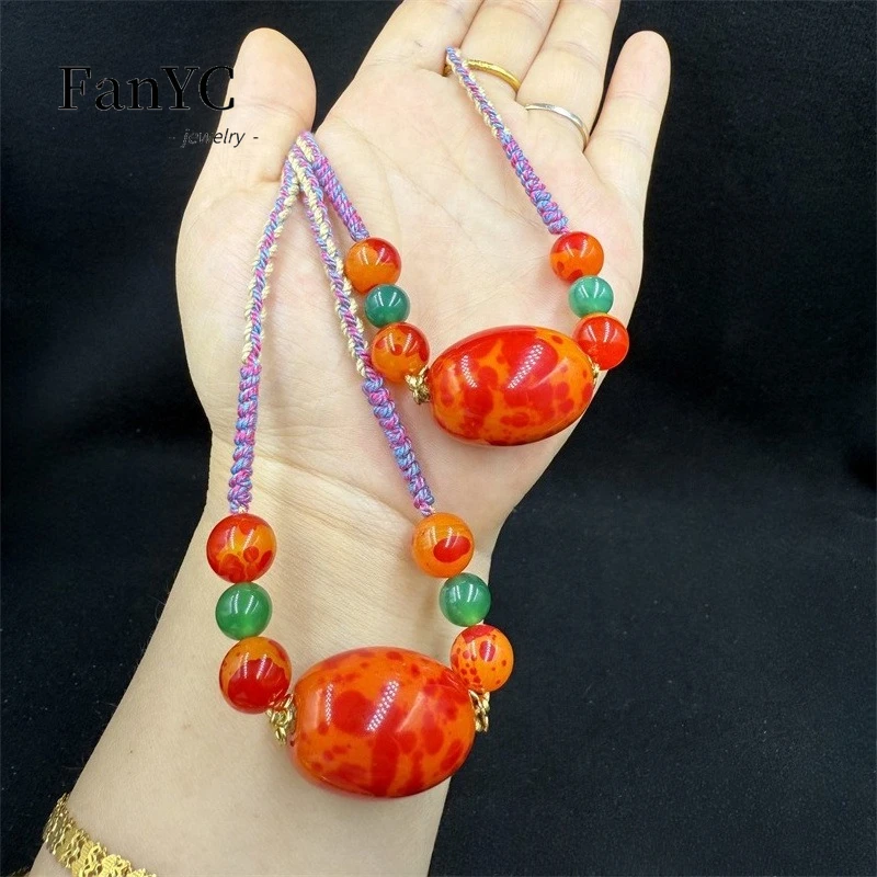 

Ожерелье с воротником из натурального агата, кулон, изысканное и модное ожерелье из халцедона, подарок для подруги или мамы