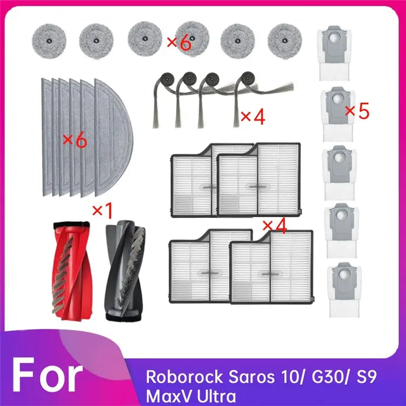 

Акция! 27 предметов для Roborock Saros 10/ G30/ S9 Maxv Ultra: аксессуары для робота-пылесоса, роликовая и боковые щетки, HEPA-фильтр, салфетки для влажной уборки, мешки для сбора пыли.