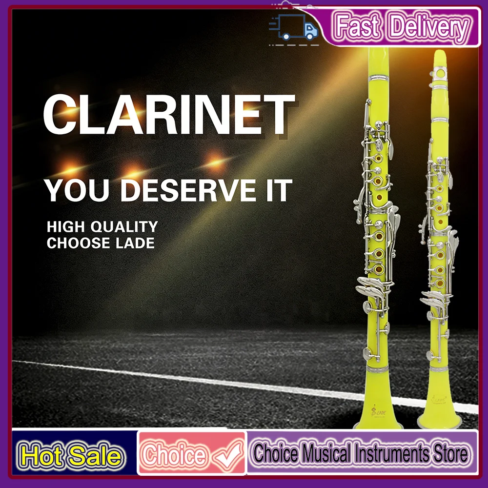 

Кларнет тенорный SLADE 17 клавиш, си-бемоль, из желтого бакелита, профессиональный деревянный духовой инструмент с футляром и запчастями