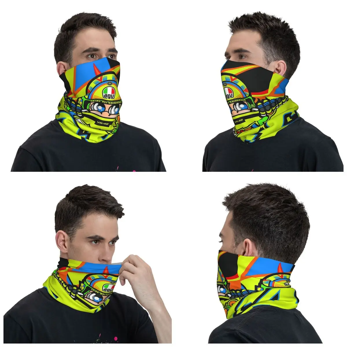 Motorcycle Racing Bandana Neck Gaiter Printed Rossied Balaclavas Mask Scarf Multi-use Headwear Fishing for Men Women Washable