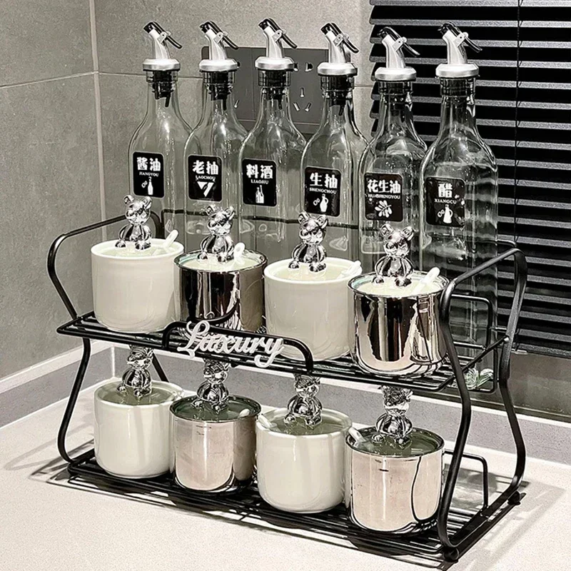 Organizador de especias de vidrio, sal, pimienta, contenedor de almacenamiento de condimentos nórdico, cerámica, aceite de oliva, hierbas, Aceitera, accesorio para el hogar ZLXP