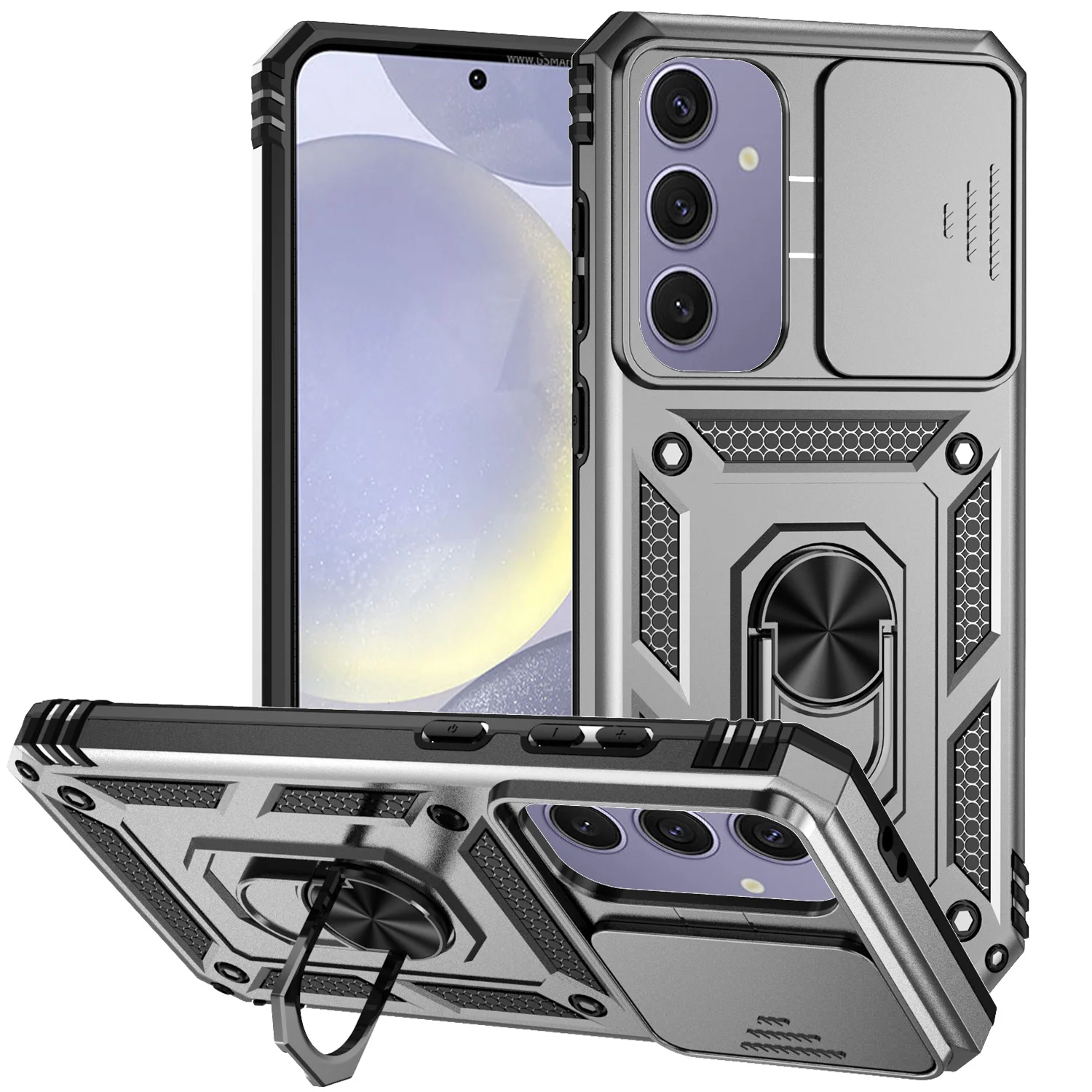 Anti-Drop Phone Case For Samsung Galaxy S24 FE S25 Ultra Plus Magnetic Car Mount  Ring Stand Funda Covers