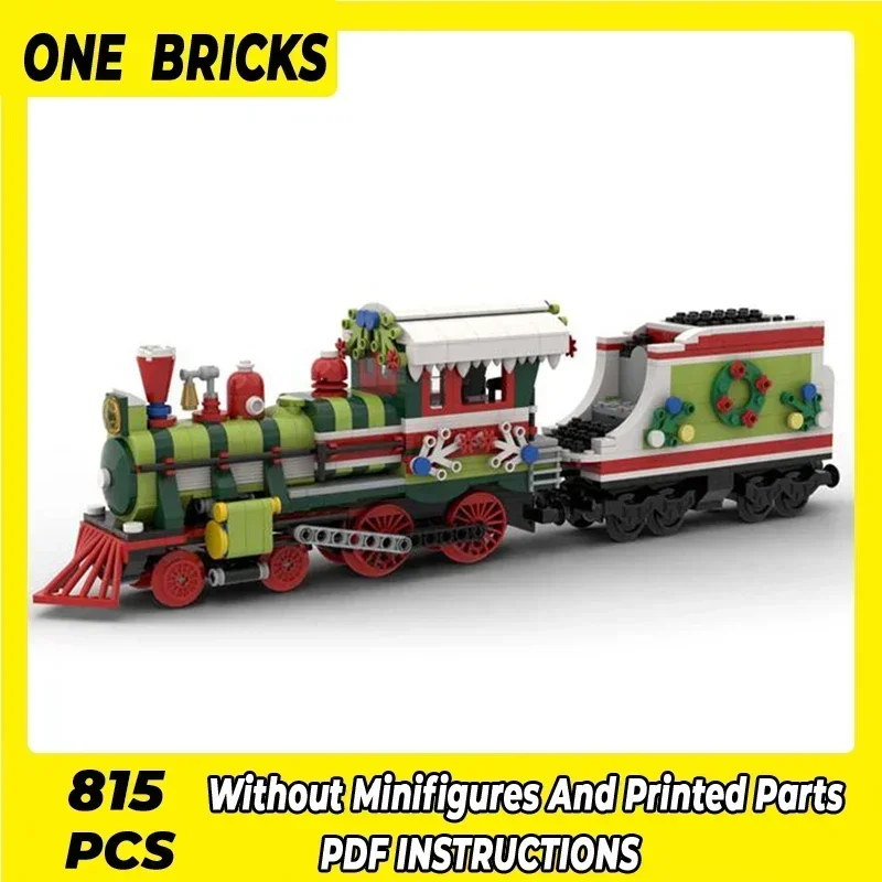 Moc اللبنات قطار نموذج قاطرة عيد الميلاد الطوب الفني لتقوم بها بنفسك تجميع ألعاب البناء لهدايا عطلة الطفل #2