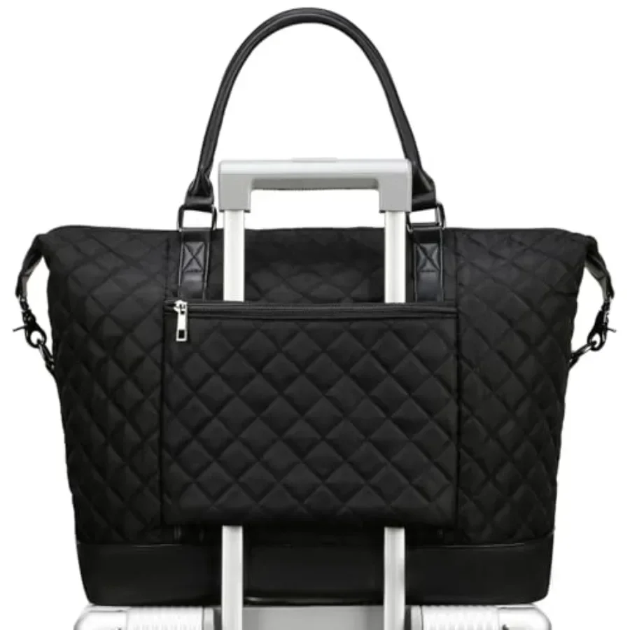 

Bluboon Travel Tote Bags with Zipper Ladies Canvas Bag Weekender Overnight Bag for Women Carry on Duffel Bag Trolley Sleeve