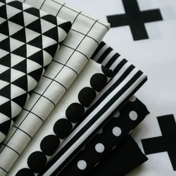 Cold Black and White Plaid Twill Cotton Fabric Boy Pajamas Sheets Clothing  Handmade Diy