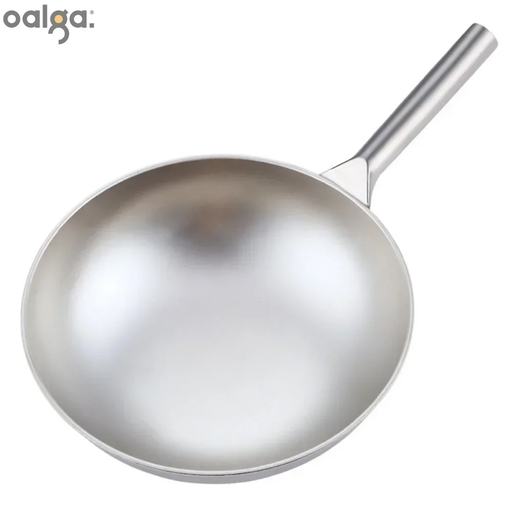 

Pure Titanium Wok Kitchen Cookware Uncoated Non-stick Pan Frying Pan Household Round Bottom Titanium Pot Gas Cooker Woks 32-38cm