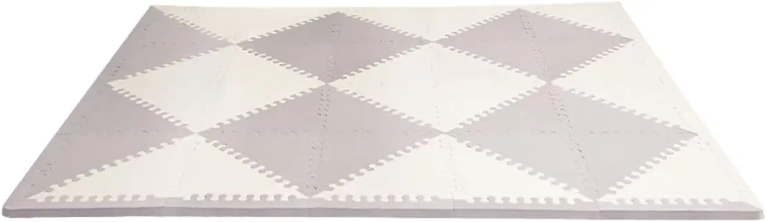 

Interlocking Foam Floor Tiles for Babies, 70" x 56" Play Mat in Grey/Cream, Safe and Soft Playspot