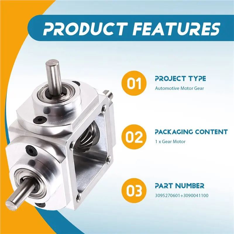 2X Gearbox 90 Degree Right Angle Bevel Gear-Box With Mounting Hole 1:1 Shaft 1 Module 20 Teeth Bevel Gear B-A27I