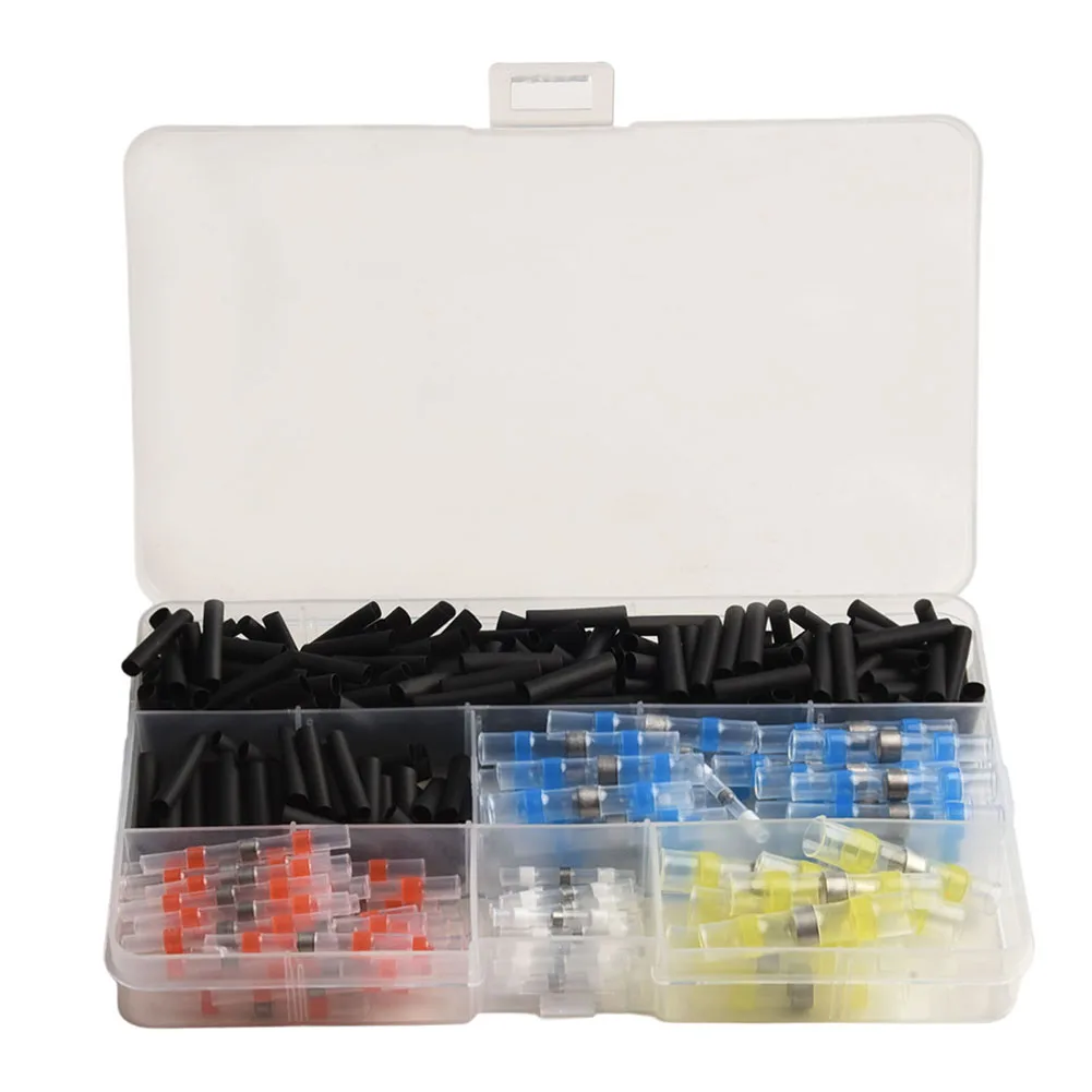 Heat Shrink Solder Butt Connectors Kit 300 Pieces with Clear Insulated Tubing and Waterproof Seal for Electrical Wiring