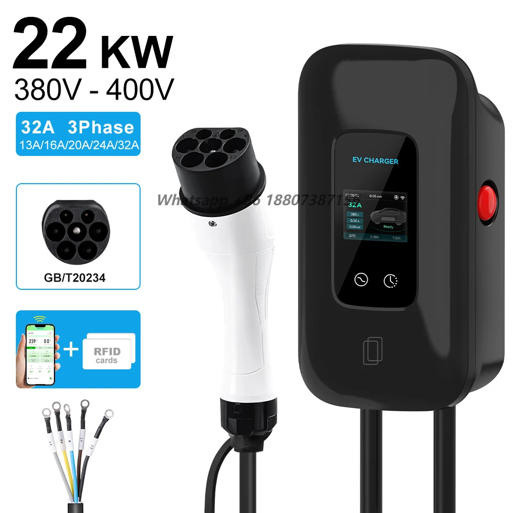 

GT/B 20234 Ev Charging Station 22KW 32A Ev Wallbox Electric Vehicle Stations Fast Charging Cable 5m Three Phase with App Control