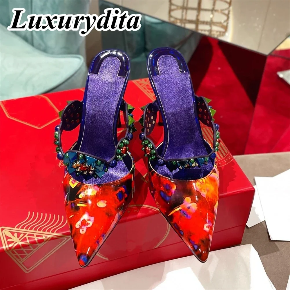 

Top Quality Womens High Heels 0-12cm Luxury Fashion Ladies Sandals Designer Classic Red Heel Real Leather sole Mules Shoes 0064