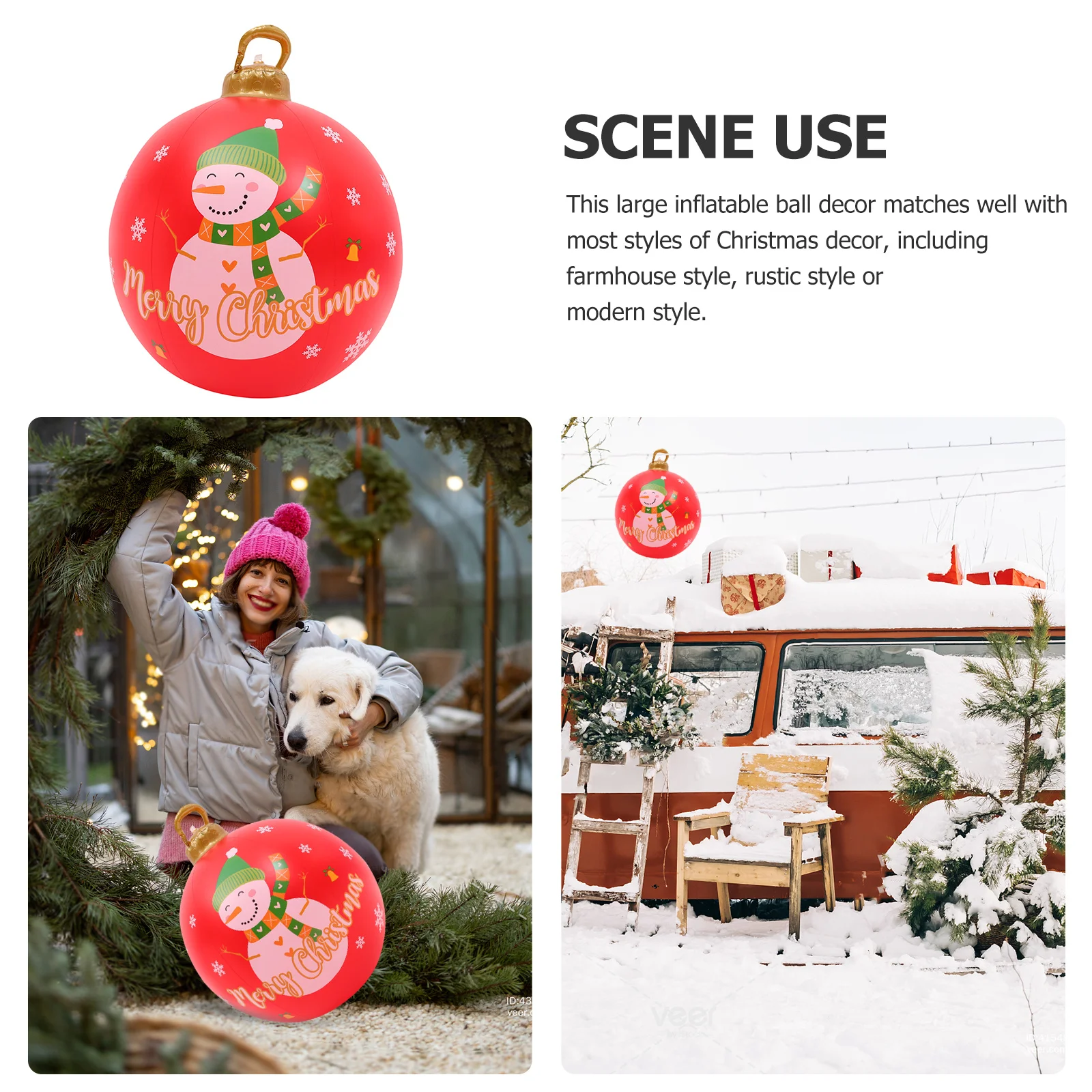 

Christmas Large Inflatable Ball Outdoor Decoration Xmas Garden Sphere Holiday Blow Up Christmas Ornament Inflatable Xmas Ball