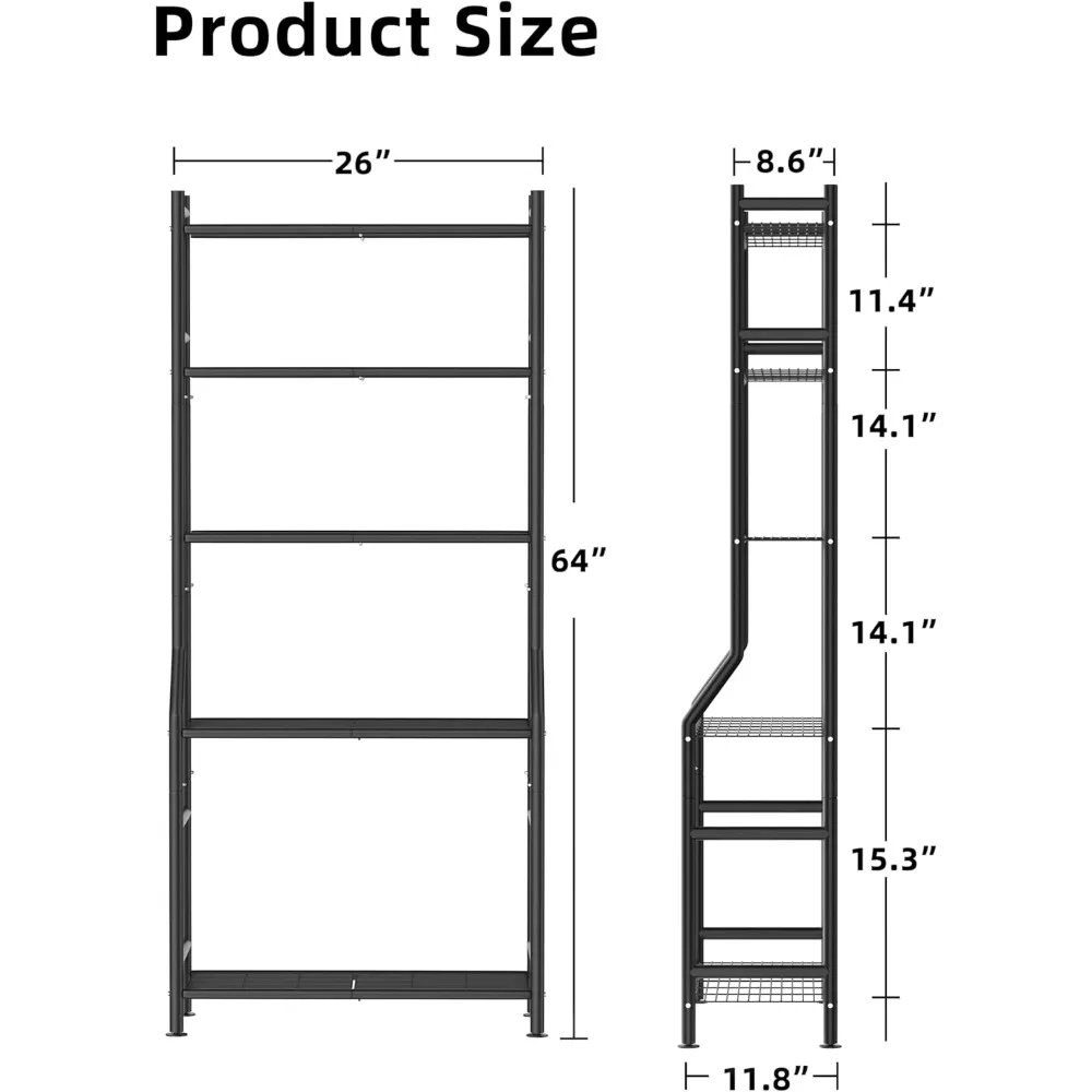 Estante de metal para plantas de interior, estante alto para plantas, estante grande impermeable para plantas, puede contener múltiples macetas, negro, 5 capas