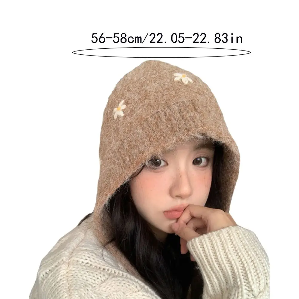 Casual Sweet Knitted Balaclava Hat Woolen Keep Warm Neck Collar Beanies Cap Neck Protector Coldproof Pullover Cap Female