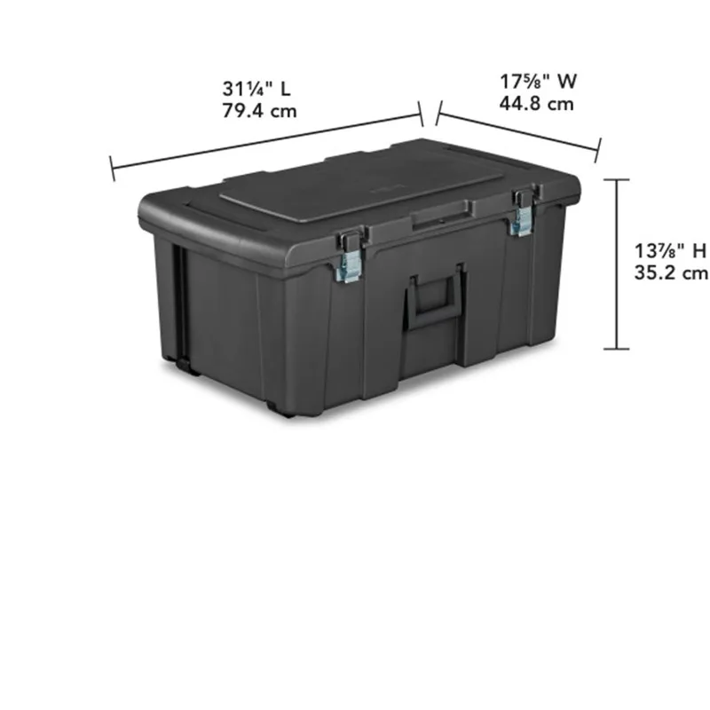 Sterilite 8 Pack Wheeled Footlocker, Lockable Plastic Utility Storage Container, Gray