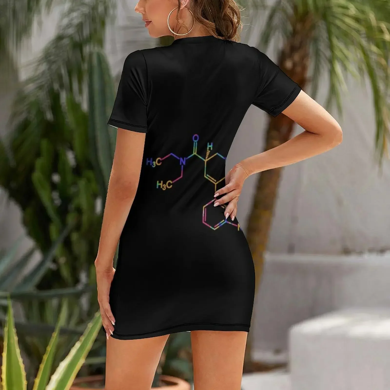 Lsd Molecule Acid Tab Chemical Structure Short-Sleeved Dress summer clothes evening dress women Dance dresses Dress