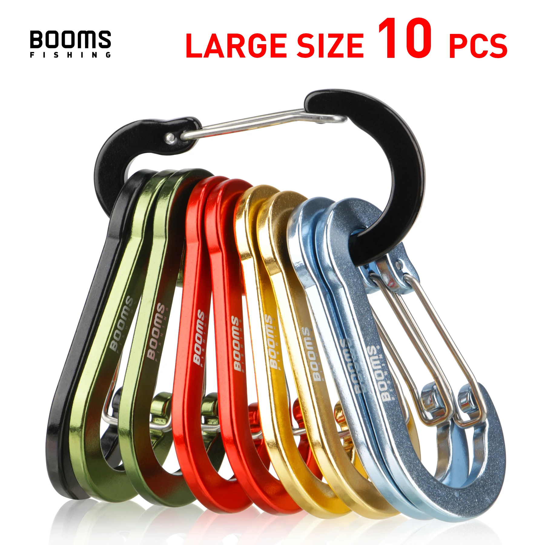 

Booms Fishing CC5 10Pcs D-ring Aluminum Aalloy Carabiner Clip Large Outdoors Travel Hook Buckle Karabiner Camp Climb Equipmen