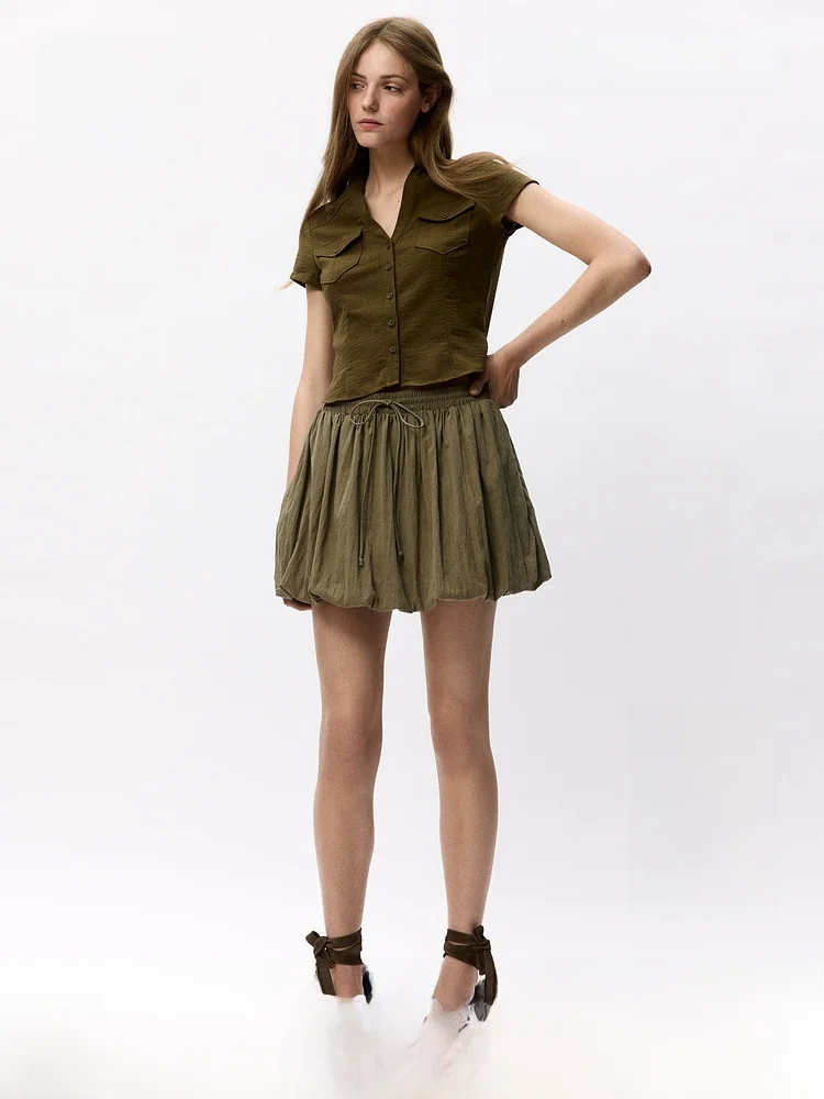 

H&M Women's Shirt 2026 Summer New Minimalist Fashion Commute Short Sleeve Workwear Shirt Casual Style Button Pocket Design Po...