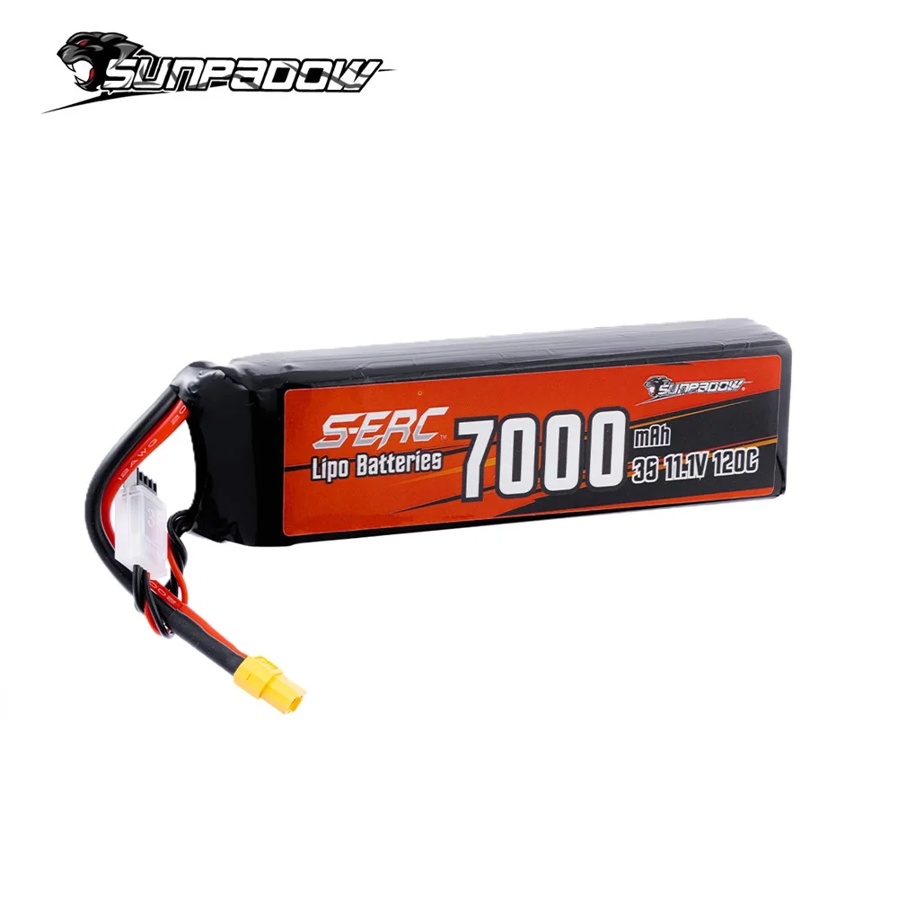 SUNPADOW 7000mAh 3S 11,1V RC Lipo-Akku für 120C mit XT60-Anschluss für RC-Flugzeug Quadcopter Drohne FPV Helikopter
