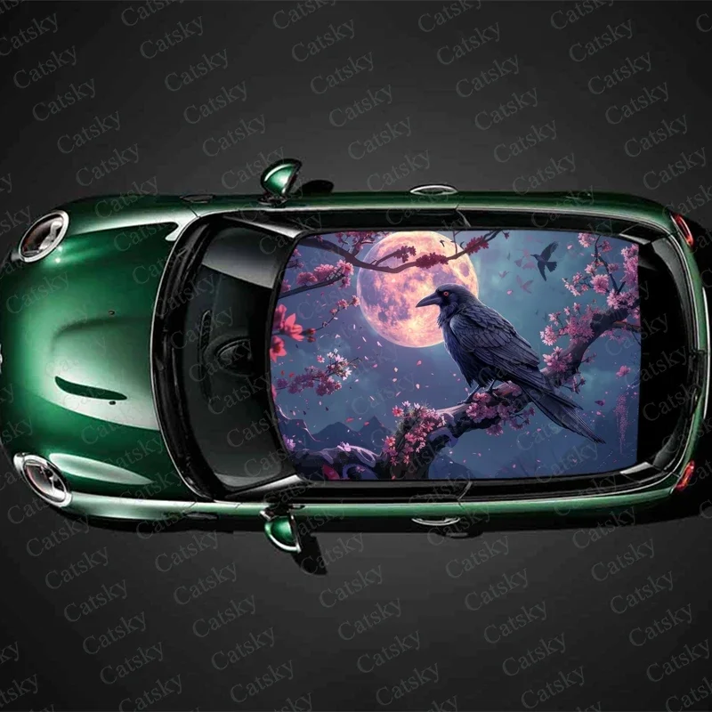 

Dark Fantasy Crow наклейка на крышу автомобиля Wrap гонки SUV аксессуары упаковка окрашенная ПВХ пользовательская Автомобильная графическая наклейка