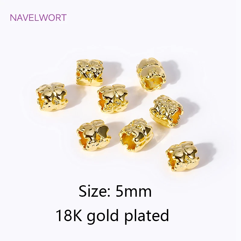 Brass 18K Gold Plated 5mm Big Hole Spacer Beads DIY Bracelet Necklace Making Findings,Beads For Jewelry Making,DIY Accessories