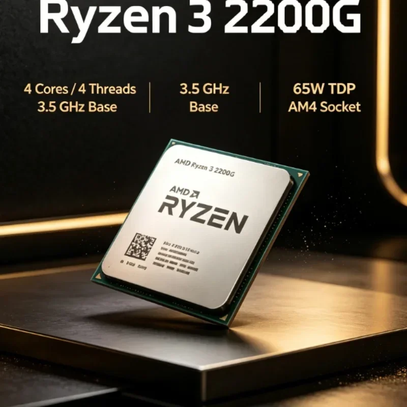AMD Ryzen 3 2200G Mini PC Compatible APU 65W Low Power Radeon Vega 8 Graphics 4 Core 4 Thread 3.5GHz AM4 Desktop CPU