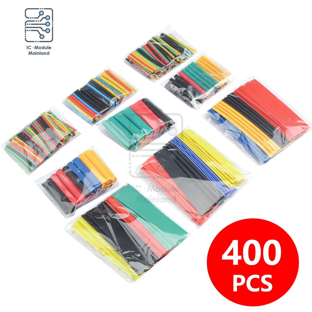 400Pcs Heat shrink tube kit Insulation Sleeving Polyolefin Shrinking Assorted Heat Shrink Tubing Wire Cable