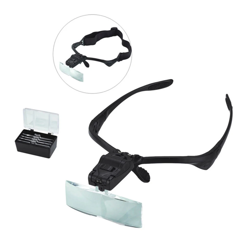 Head-Mounted Magnifier Fashion 5 Adjustable Lens LED Illuminated Headband Glasses Bracket Magnifie