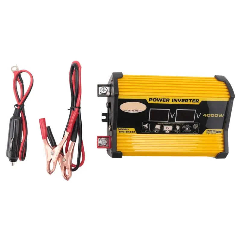 

M45K-4000W Car Inverter LED Display Multifunction 2 USB Power Converter Adapter