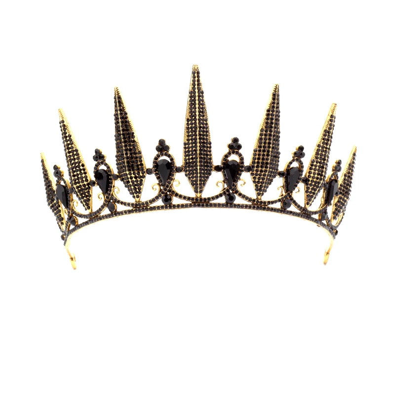 Свадебная корона в стиле барокко, круглая свадебная корона со стразами, хрустальные диадемы, винтажные головные уборы для королевы и короля, ювелирные аксессуары