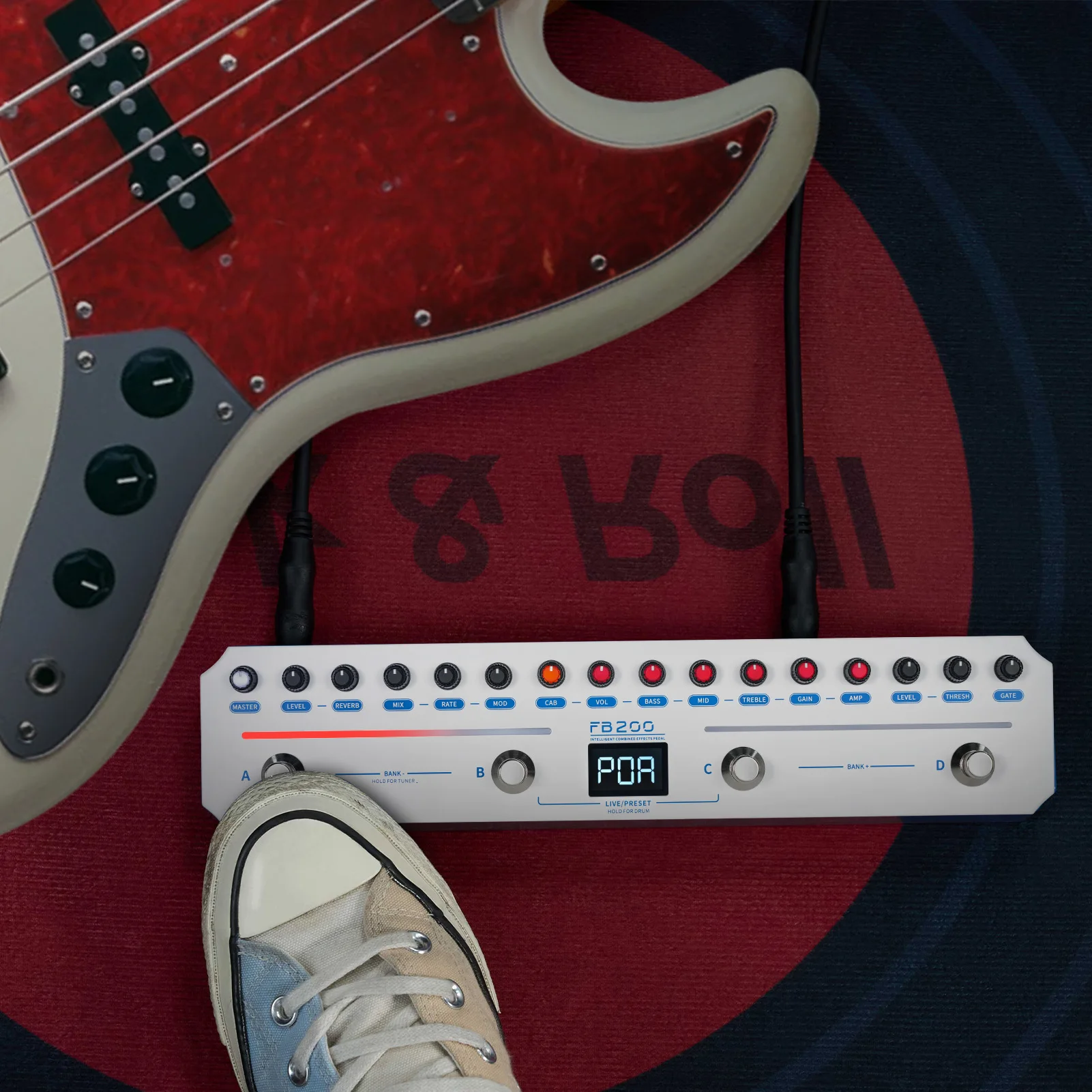 FLAMMA Bass Multi-Effects Processor Pedal Board 20 Bass Amp/Cab Model 19 Effects OTG Functions App Compatible 3-Character