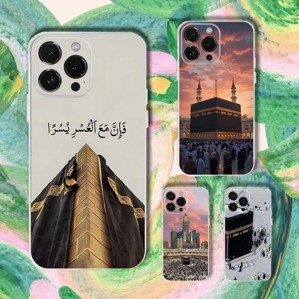 

Moslem and kaaba Phone Case For iPhone 16,15,14,13,12,11 Plus,Pro,Max,XR,XS,Plus,E,SE4,Mini Transparent Cover