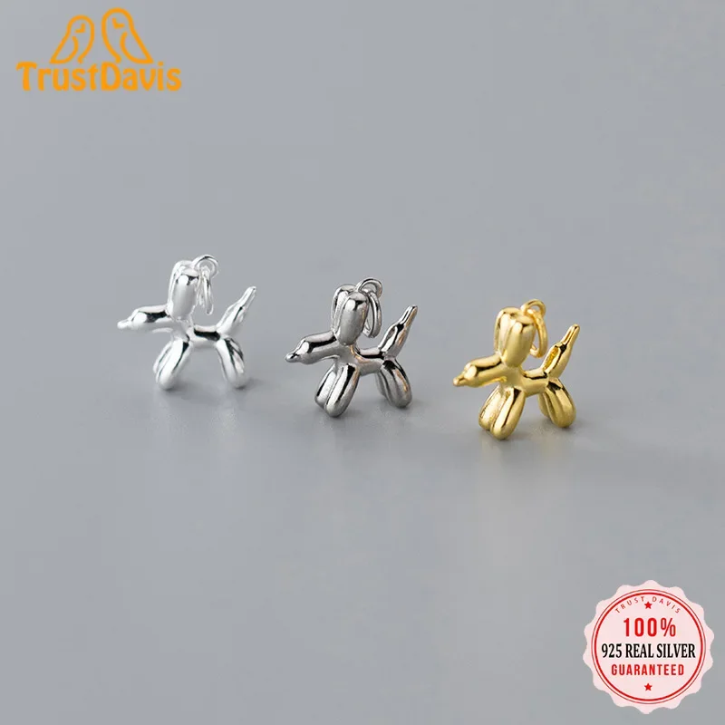 

TrustDavis настоящий кулон из стерлингового серебра 925 для женщин ручной работы DIY ожерелье воздушный шар собака аксессуары изысканные ювелирные изделия S925 HY609