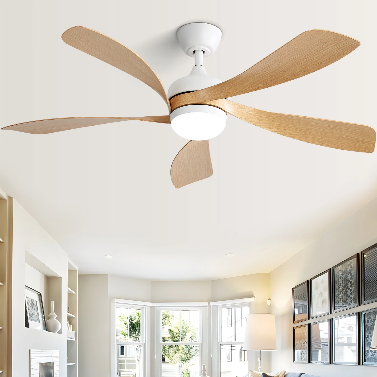 Sofucor Modern 52-Inch 5 Blade Ceiling Fan With LED DC 6-Speed High Wind Speed With Remote Control