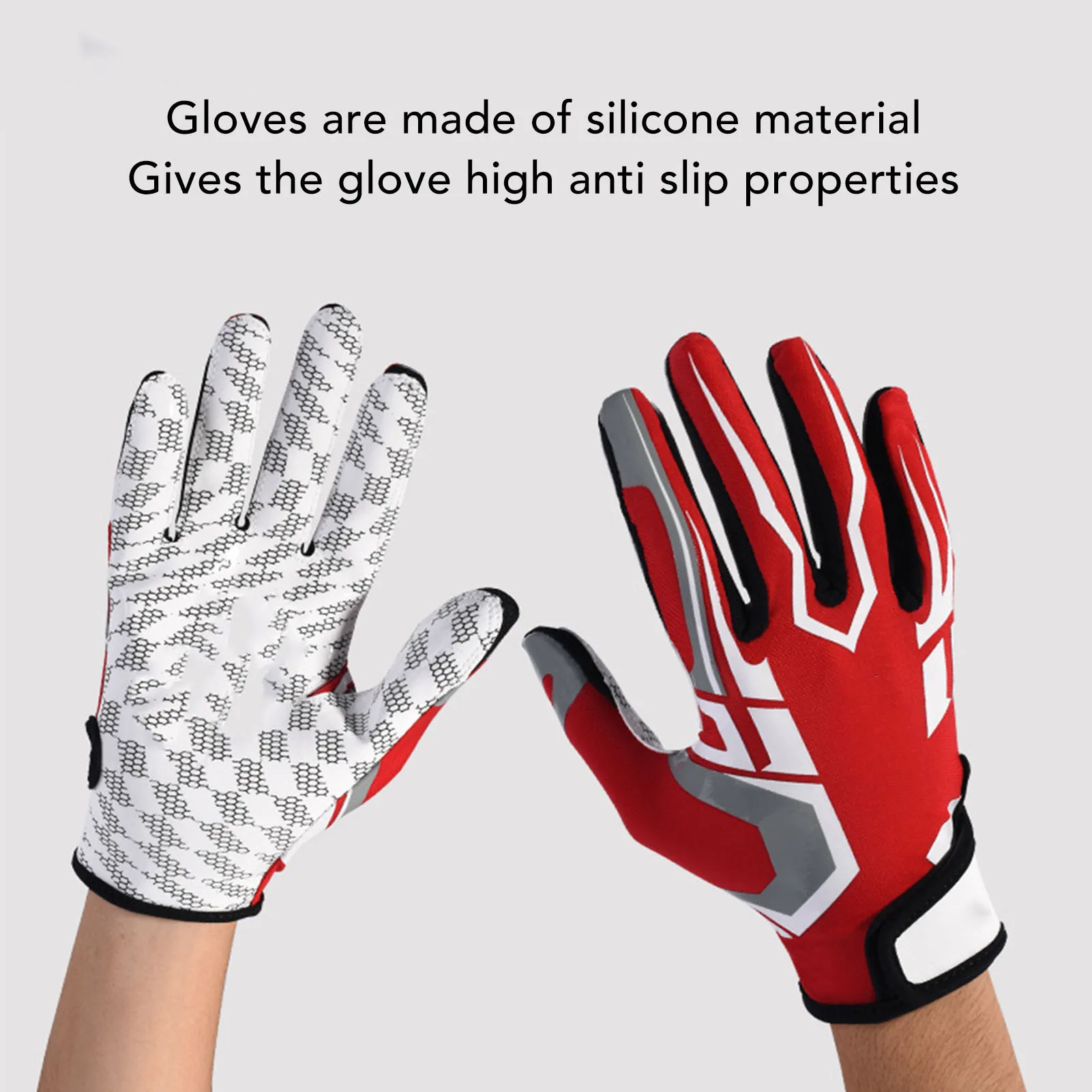 

Sports Protective Gloves Soft Silicone Moderately Thick Elasticity Adjusted Baseball Batting Gloves Non Slip Red for Outdoor