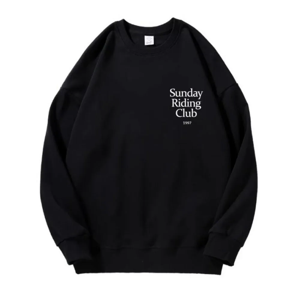 Sunday Riding Club 1997 American Vintage Black Cotton Sweatshirts Long Sleeve Loose Crewneck Autumn Outfits Ins Fashion Pullover