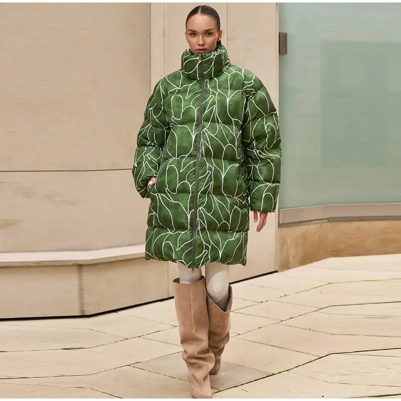Leopard Print Hooded Puffer Women's Winter Coat Belted Waist Midi Length Padded Jackets for Woman Jacket Warm Streetwear