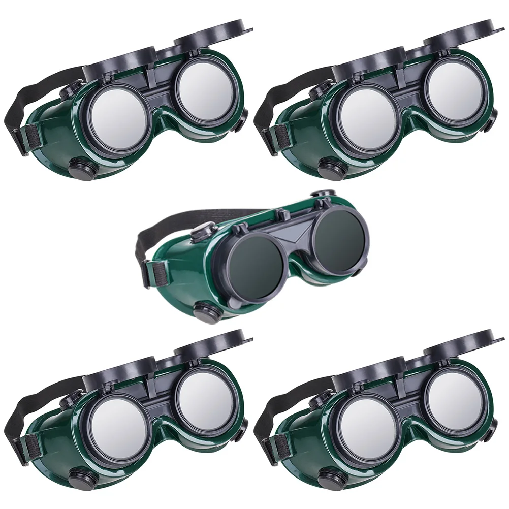 5 pièces lunettes de soudage Pc et lentille en verre sangle réglable lunettes de protection pour le soudage meulage coupe lunettes de sécurité