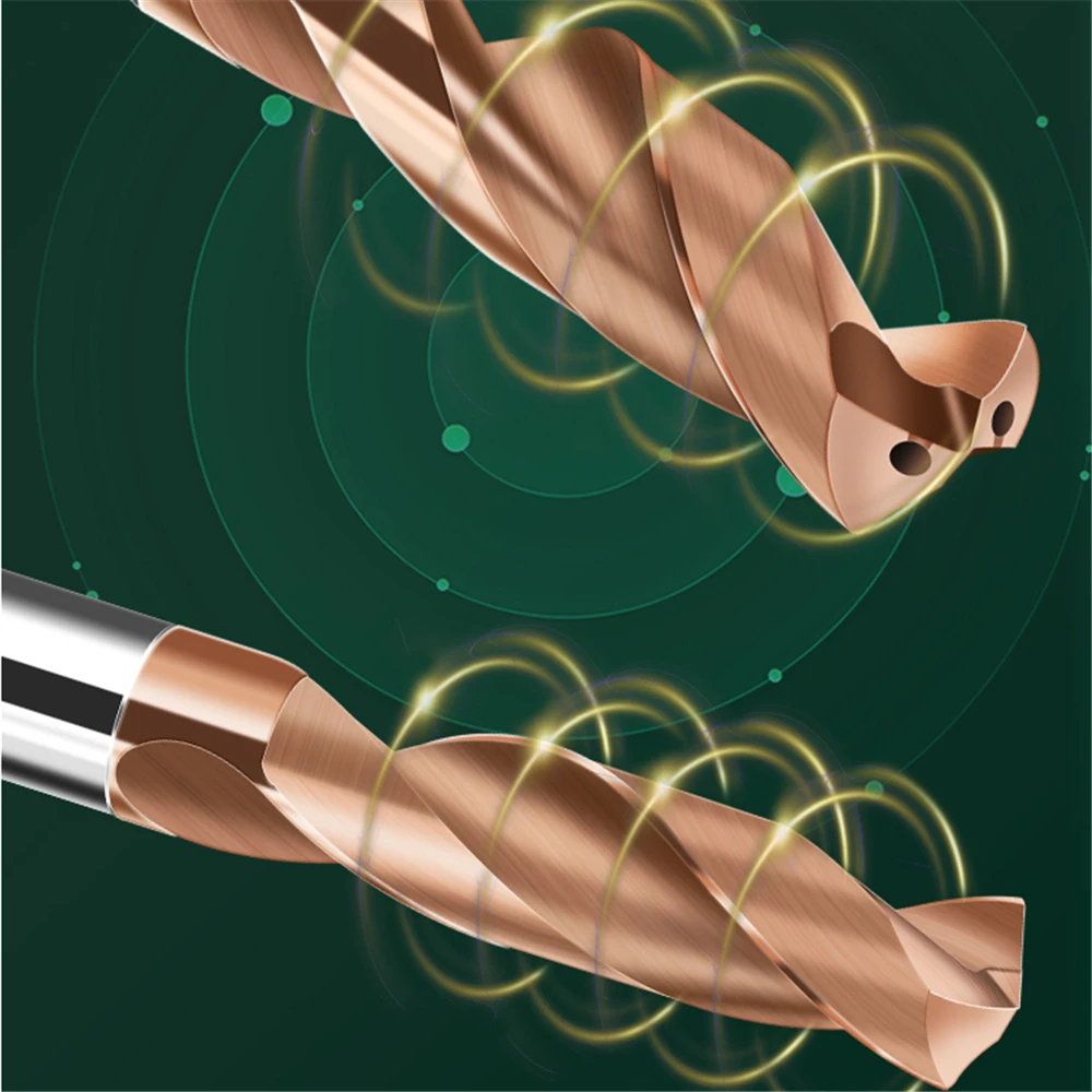 Carbide Drill 5xD with External Internal Cooling Inner Through Coolant Hole Parallel Shank 4.3mm-16mm Coated CNC Machine Tool