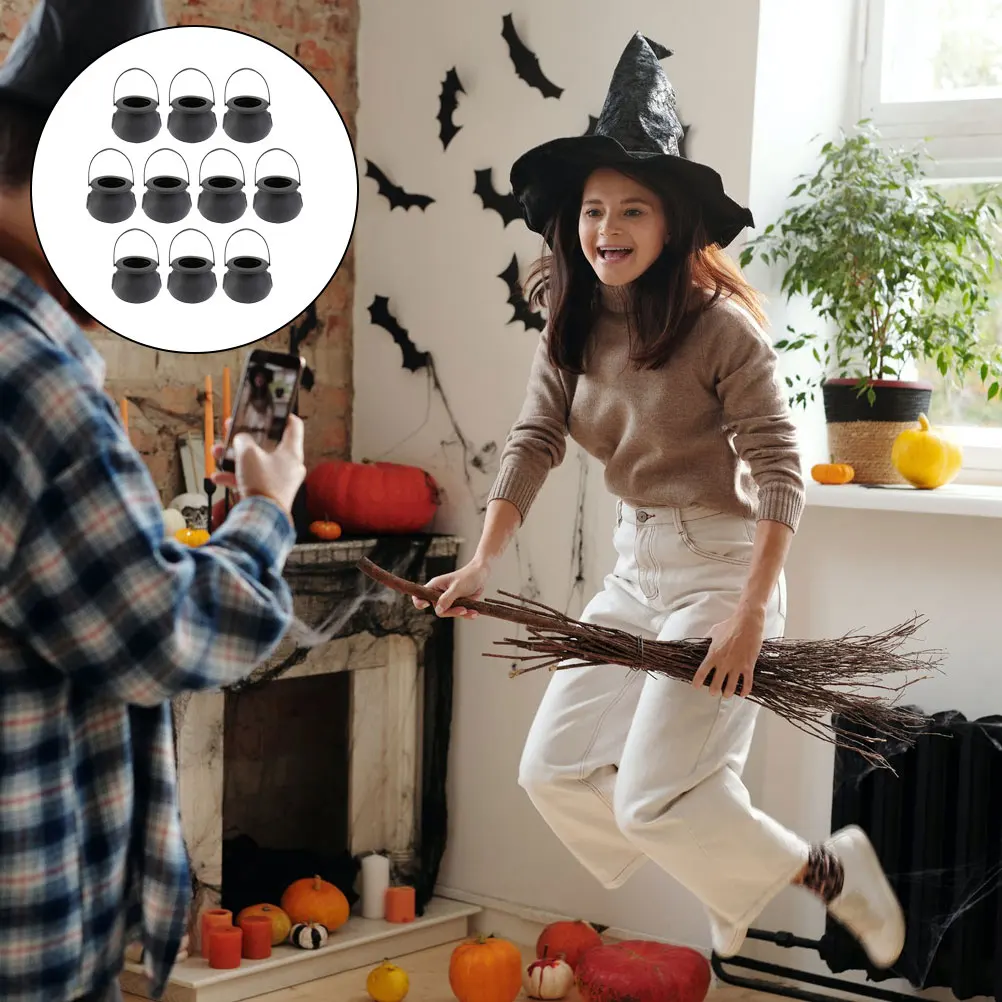 

10PCS Witch Jars Halloween Theme Plastic Containers for Party Decoration Gifts Snack Holder DIY Accessories