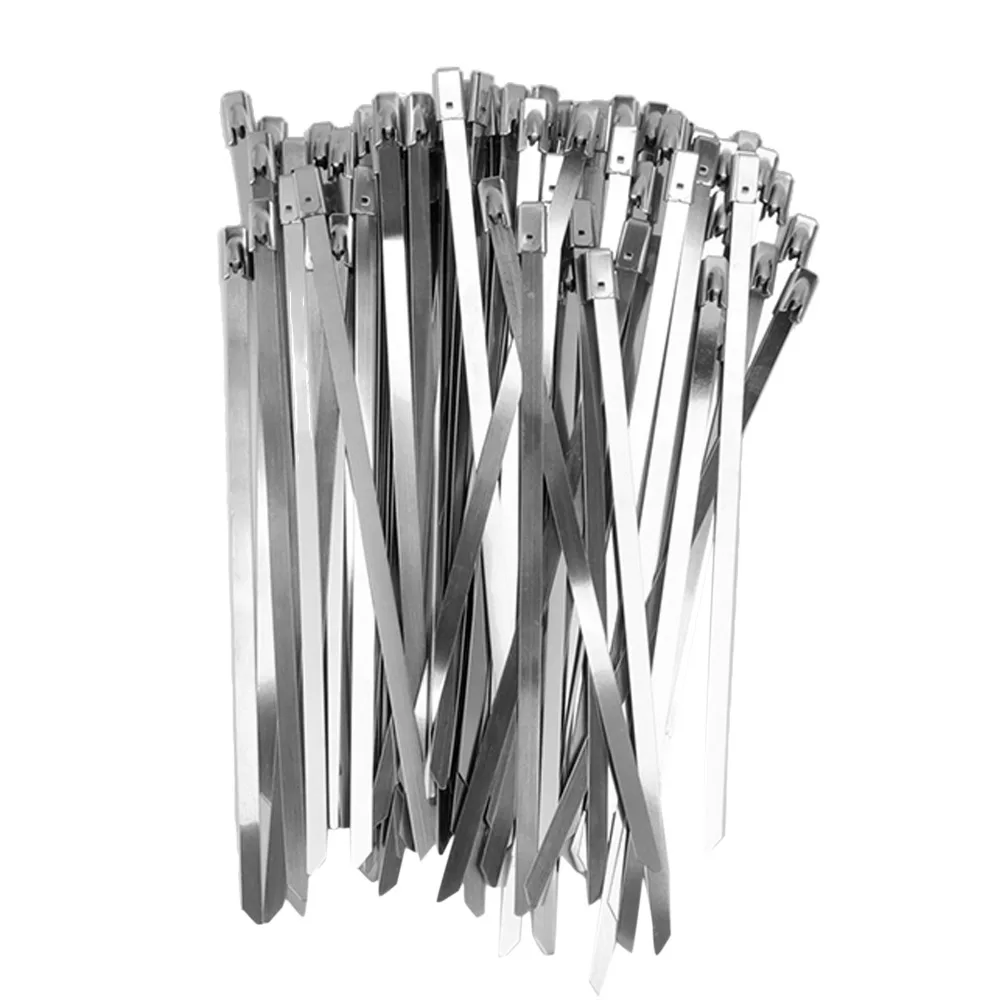 200 Pcs Industrial Stainless Steel Cable Tie Self Locking Multi-Purpose Zip Tie Self Locking Cable Tie Exhaust Wrap