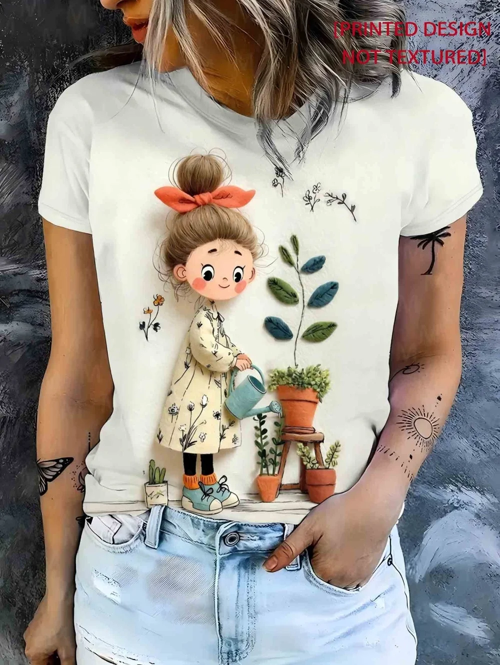 2026 Spring Summer Cute Girl Painting T-Shirt Loose Women Casual Funny Graphic Street Comfortable Short Sleeve Women's Clothing