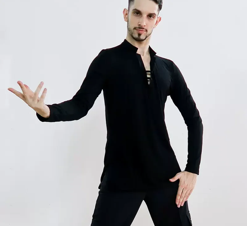 CACARE Mens Dance Top Shirts Clothes for Latin Ballroom Waltz Modern Jazz Competition Dance Wear Costumes D1355 Dropship