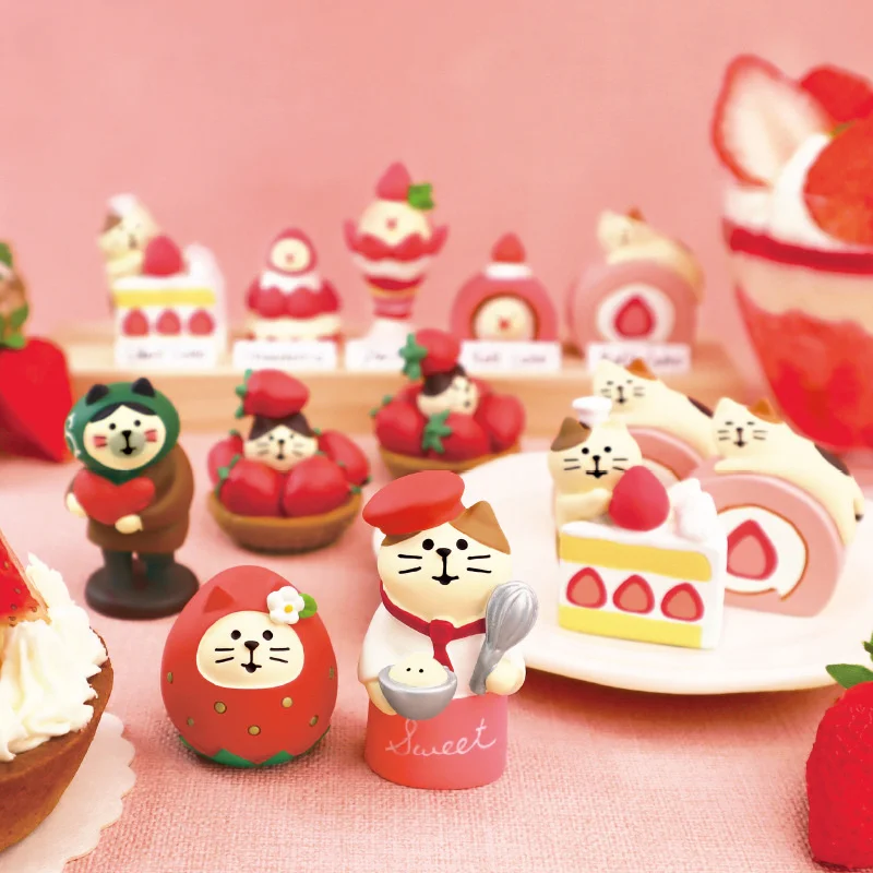 Zakka Spring Fruit Strawberry Cat Desktop Decoration Crafts Cook Photography Prop Cut-out Cake Cake Rolls Dharma Wakame Kappa