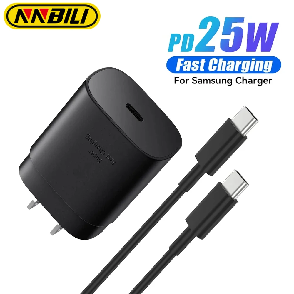 NNBILI 25W USB Charger QC3.0 Quick Charge For Samsung S24 S23 S22 S21 Mobile Phone Charger Portable Wall Mobile PD Fast Charger